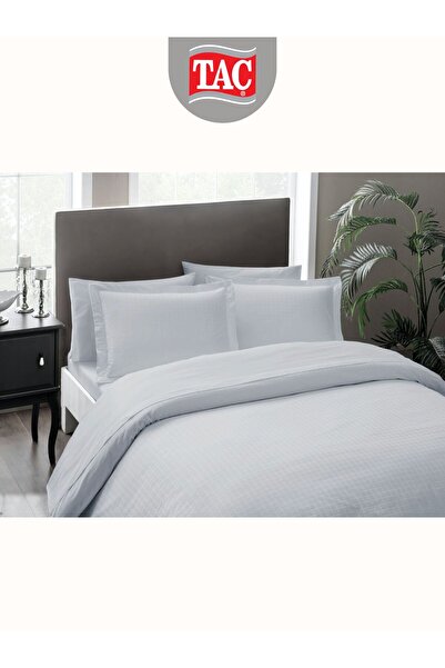 Taç Harvey Gray Jacquard Deluxe Satin Double Bed Linen