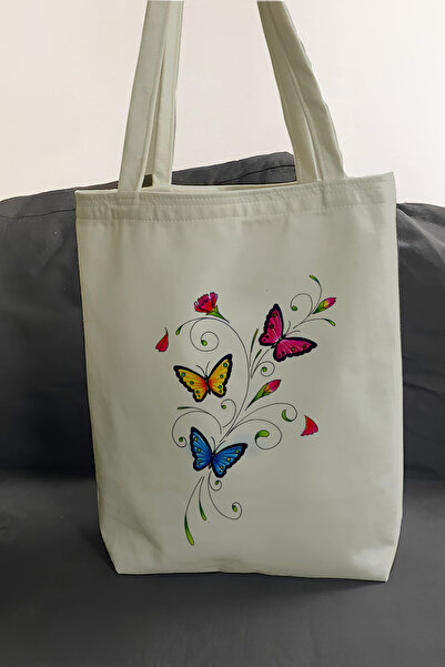 Printed Casual Beach Shopping Tote Cloth Bag with Quality Fabric Inner Pockets