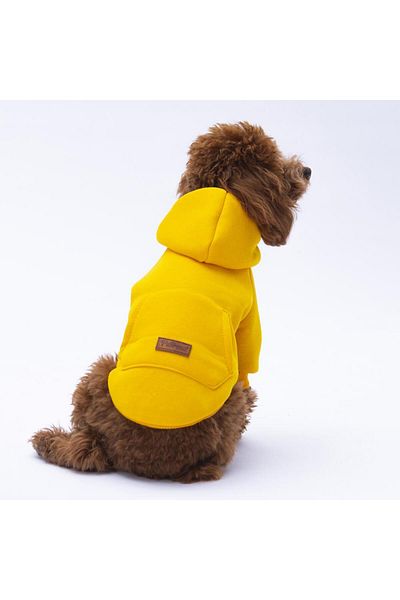 Pettrend Yellow Kangaroo Pocket Cat-Dog Hoodie- Sweatshirt Cat Dog Outfit
