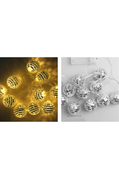 ENASHOP Dekoratif Led Işık 2 Metre Mini Disko Topu Süsleme Pilli 10 lu Led