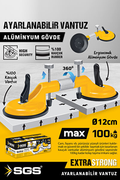 SGS SGS959 100 KG Ayarlanabilir Vantuz Alüminyum Gövde Seramik Granit Mermer ...