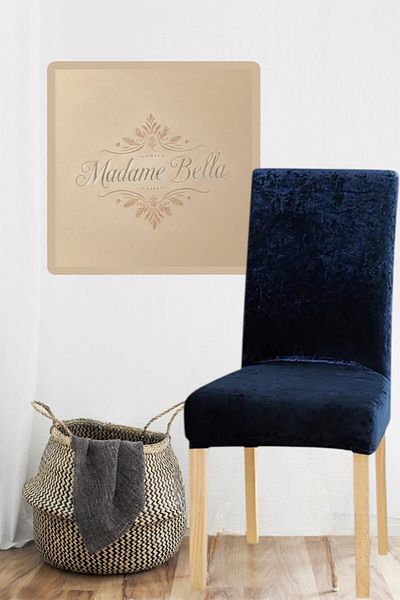 MADAME BELLA Navy Blue Silk Velvet ελαστικό ελαστικό κάλυμμα καρέκλας Κάλυμμα καρέκλας 1 τεμάχιο 45x45x60 Μέγεθος