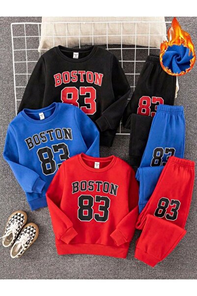 VESTIR BIEN Σετ φόρμας Boston με στάμπα, 3 τεμαχίων, 3 κλωστών, για κάτω και ...