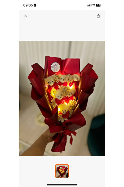 bubbledesign Teddy Bear Kırmızı Ledli Ayıcık Buketi
