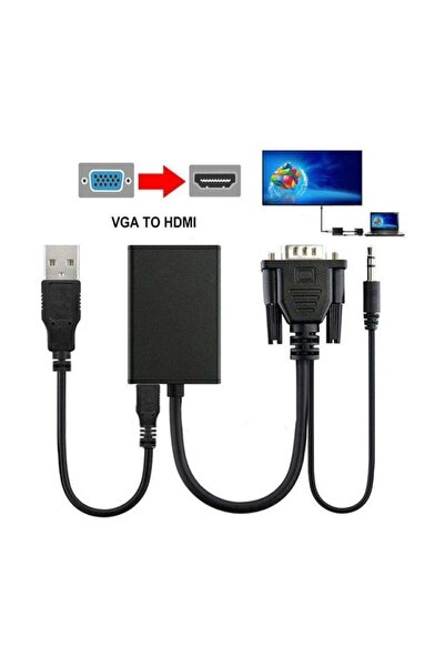 Concord Vga To Hdmı Dönüştürücü (htv) 3.5mm Aux Kablo + Microusb To Usb Kablo