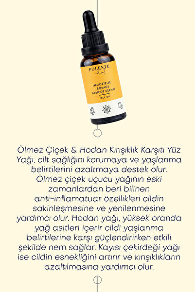 Polente Natural Ölmez Çiçek & Hodan Kırışıklık Karşıtı Yüz Yağı (30 ML)