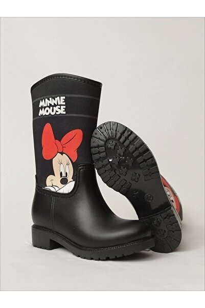 Sea&Blue Minnie Mouse Posing Printed Plush Waterproof Girl's Rain Boots