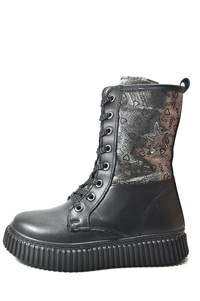 Onlo Ayakkabı Onlo Shoes OP.7629 Γνήσιο δέρμα μαύρο γούνινο φερμουάρ για κορίτσια