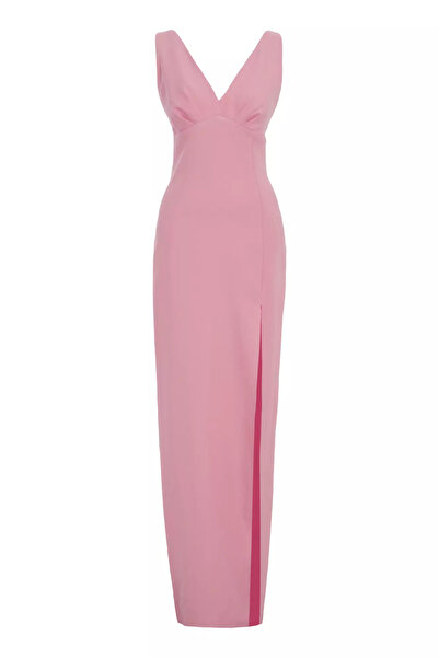 Keikei Pudra krep kolsuz uzun elbise