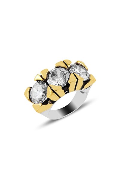 Söğütlü Silver Gümüş zirkon taşlı otantik gümüş yüzük SGTL10654BEYAZ