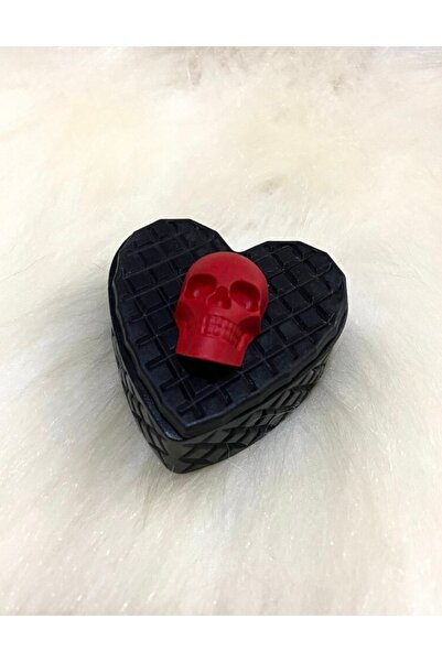 Milo Art Kurukafalı Kalp Şeklinde Kapaklı Mini Takı Kutusu Cilalı Gotik Takı ...