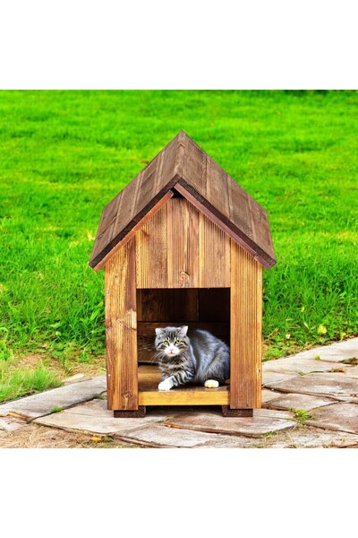 Vovikon Ahşap Kedi Köpek Kulübesi Pati Evi Yuvası