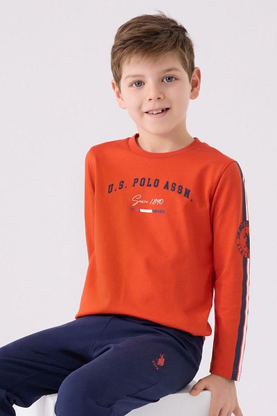 U.S. Polo Assn. 1911 Σετ πιτζάμες με μακρυμάνικη μανσέτα για αγόρια σερβιτόρα