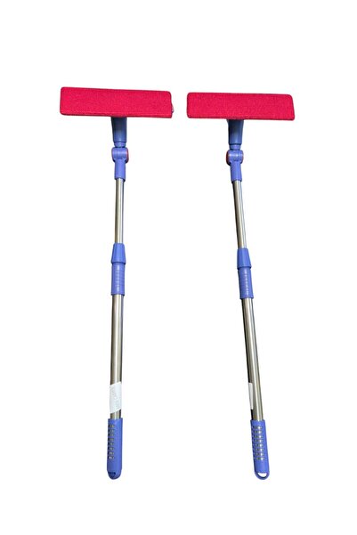 MEGA Teleskopik Çift Taraflı Pratik Cam Silme Aparatı Cam Silme Mopu | Mikrofiber Bezli Cam Silecek