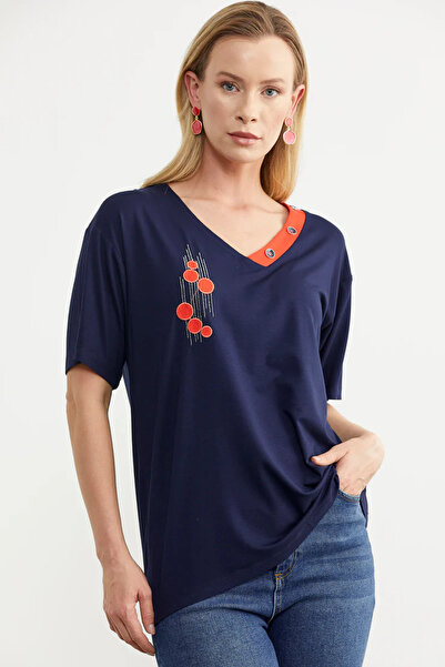 Sementa Embroidered Color Combination T-Shirt