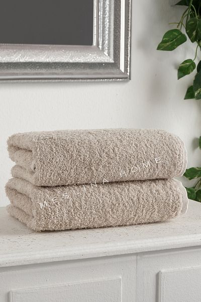 Meslina Home 50x90 cm Αθλητική πετσέτα κομμωτηρίου καφέ χρώματος - 2 τεμάχια πετσέτες χεριών και προσώπου, πανί στεγνώματος