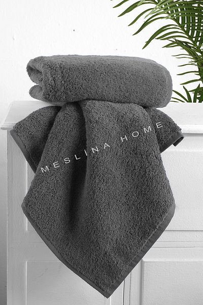 Meslina Home 50X90 cm Gray Sports Towel - Hand and Face Hair Salon Drying Cloth 2 Pieces