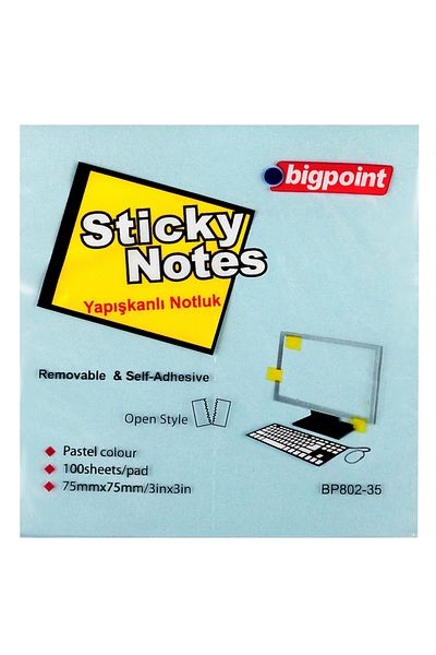 Bigpoint ورق ملاحظات لاصق أزرق - 75x75 Bp802-35