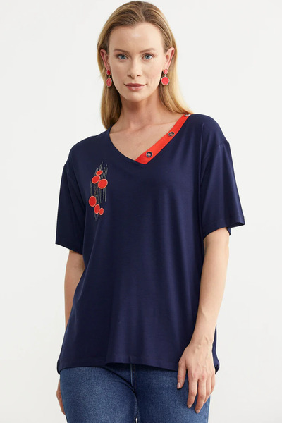 Sementa Embroidered Color Combination T-Shirt