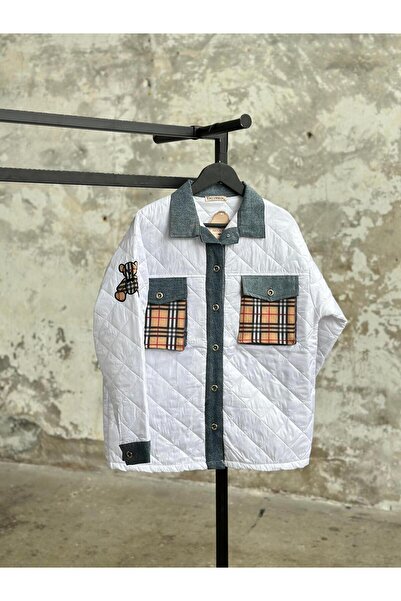 Hatun Atila Біла куртка з капітоном - HatunAtila, рукави та кишені з джинсови...