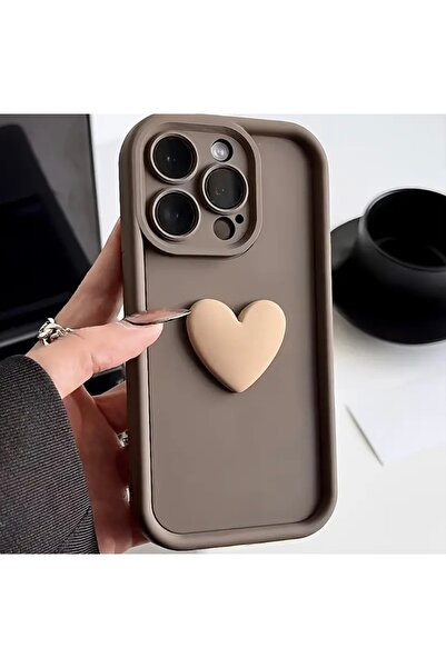 Home iPhone 14 Pro Max - Üç Boyutlu Kalp Desenli Şık Telefon Kılıfı