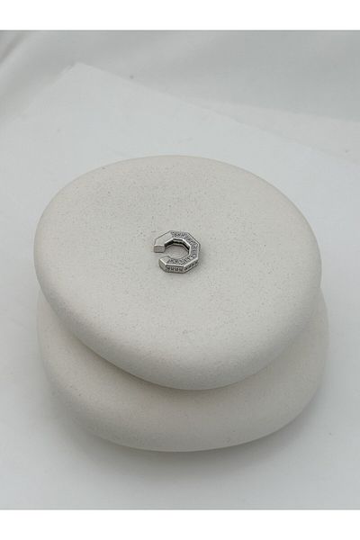 TAKIMOON Steel Silver Pentagonal Zircon Stone Cartilage Earrings