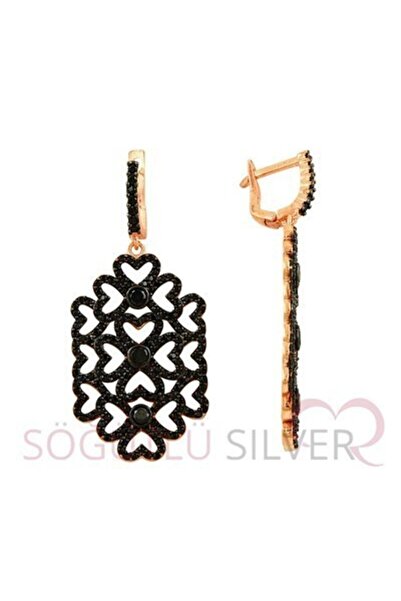 Söğütlü Silver Kadın Rose Zirkon Taşlı Küpe kupe8327