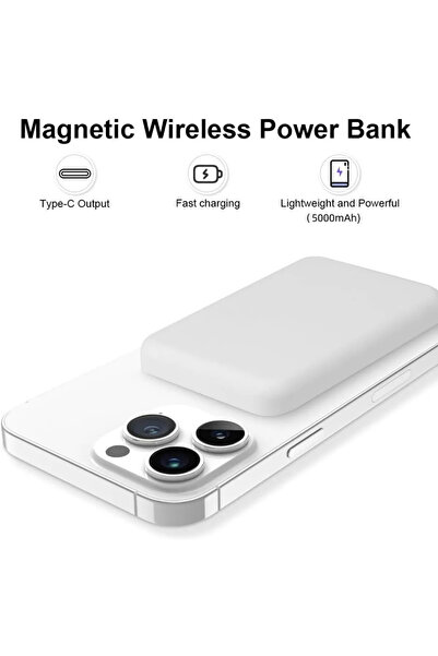LaraThec İphone/12/13/14/15/16 Uyumlu Yeni Magsafe Battery Pack 5000mah Taşınabilir Batarya, Kablosuz Şarj