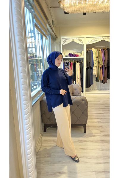 Invee Invee 6859 Short Knitwear Tunic - Navy Blue