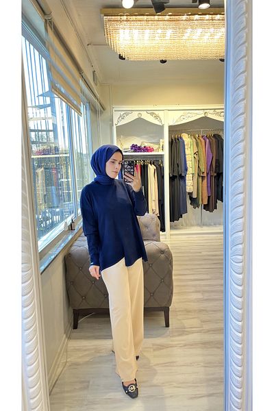 Invee Invee 6859 Short Knitwear Tunic - Navy Blue