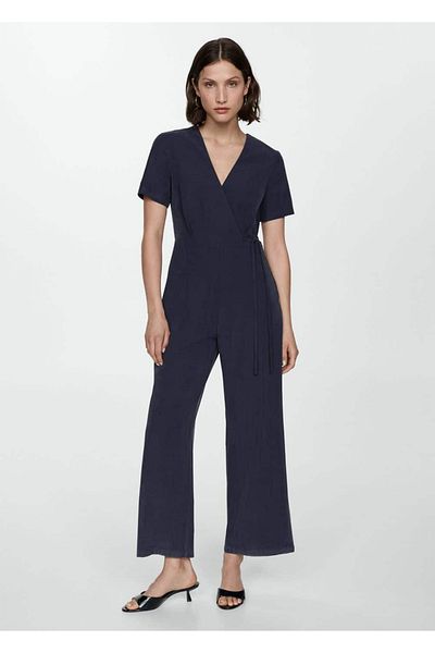 MANGO Woman Bow Wrap Cut Jumpsuit