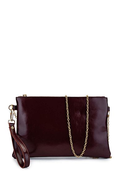 Tamer Tanca Women's Vegan Claret Red Patent Leather Handbag