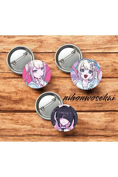 nihonwosekai 3 ADET Needy Girl Overdose Streamer Anime Buton Rozet 37mm