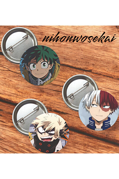 nihonwosekai 3 ADET My Hero Academia Kahramanlık Akademim Anime Buton Rozet 37mm
