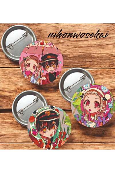 nihonwosekai 3 ADET Hanako Anime Buton Rozet 37mm