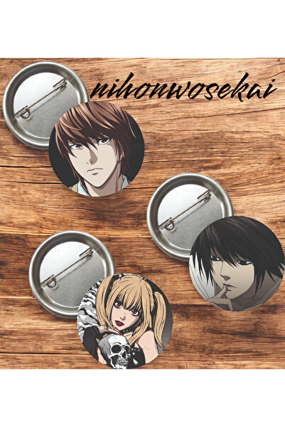 nihonwosekai 3 ADET Death Note Anime Buton Rozet 37mm