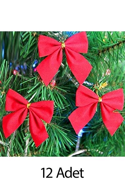 Atölye Mi Christmas Red Bow Tree Ornament - Pack of 12