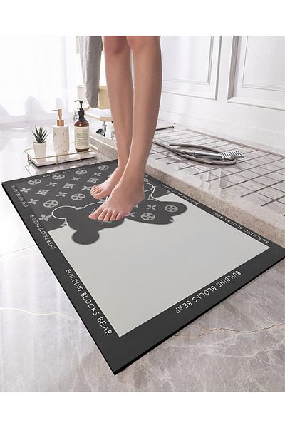 Else Dekor Water Absorbent Shower Front Patterned Printed Bath Mat Toilet Seat One Piece Animal Bathroom Rug
