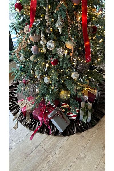 sevaradekor 150 cm Velvet Pleated Christmas Tree Cover
