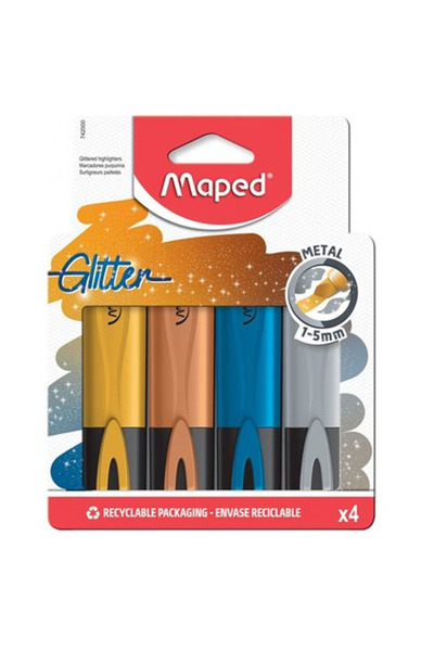 Maped مجموعة من 4 أقلام تحديد معدنية لامعة