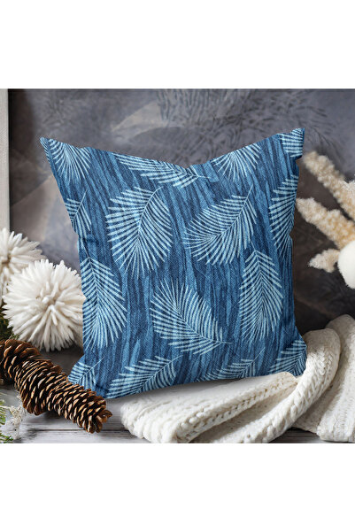 CANİLA Albastru cu model modern - husă de pernă cu fermoar ascuns pe două fețe