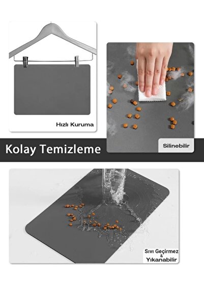 MatGo Pati Süper Mood Deri Ne Kadar Mama O Kadar Miyav Pembe Beslenme Matı Kedi Köpek Mama Paspası 50x70cm