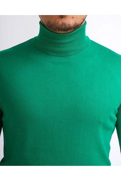 TerziAdemAltun Italian Style Slim Fit Knitwear Turtleneck High-Top Sweater Green T13100