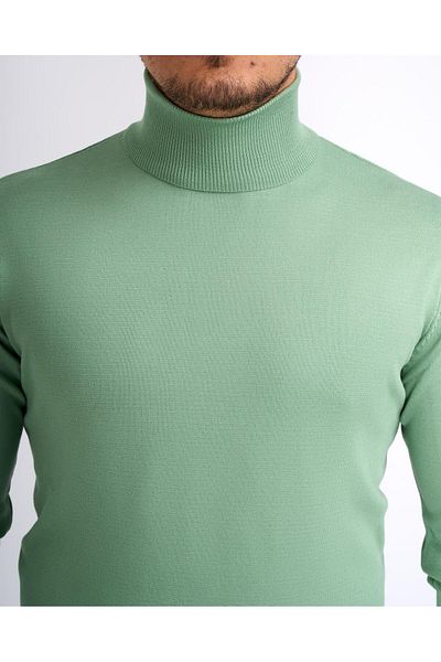 TerziAdemAltun Italian Style Slim Fit Knitwear Turtleneck High-Top Sweater Green T13102