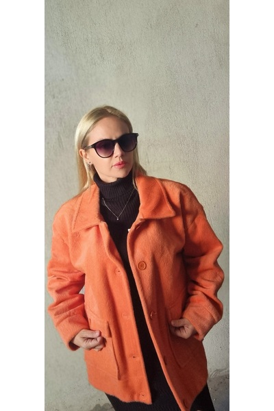 Garamak Kadın Cepli Astarlı Kısa Kaban