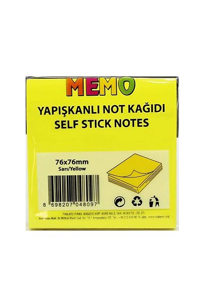 Rubenis Yellow Phosphorescent Adhesive Note Paper - 76X76 Rps-100