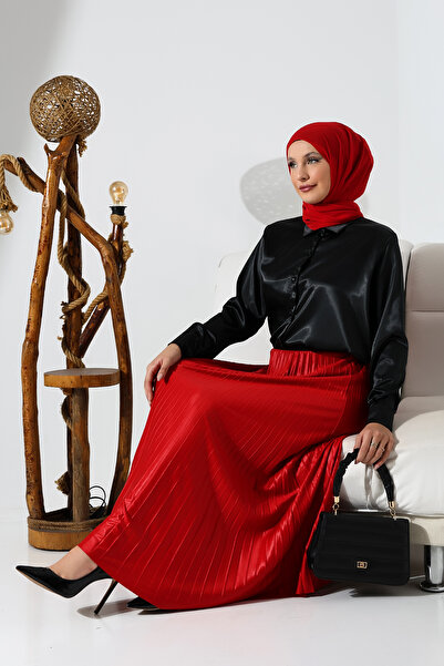 Moda Şalcım Piliseli Etek [KIRMIZI]