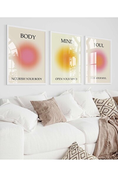 Home Manifest 3'lü Estetik Aura Modern Çerçevesiz Poster Seti Duvar Tablosu
