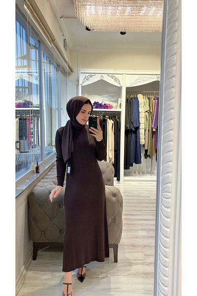 Invee Invee 6954 - Brown Wool Blend Knitwear Dress