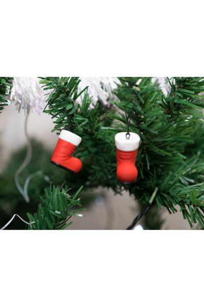 Genel Markalar Kırmızı Mini Noel Çorabı, 2.5 cm, 5'li Paket, Yılbaşı Ağaç Süsü